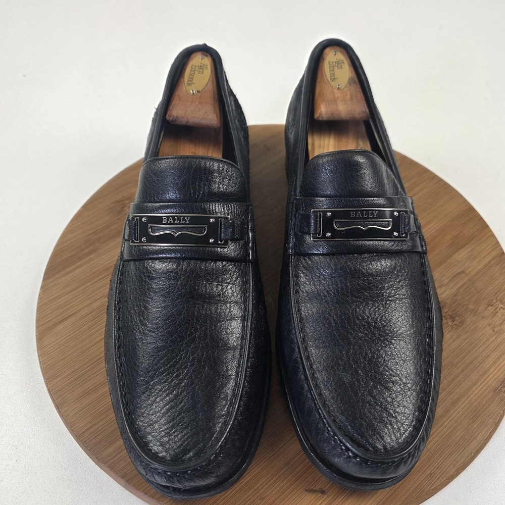 Bally Candino/30 Shoes Mens Size 10.5 EEE Black Leather Loafers Made Italy